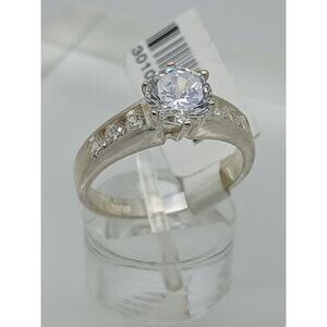 Channel-Set Vintage Ring Size 10 Simulated Diamond Wedding Engagement Sterling